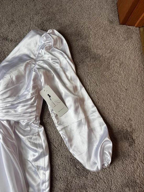 Wear Your Love Vintage Style White Satin Lattice Back Wedding Maxi Dress SIZE 14 - Picture 3 of 10